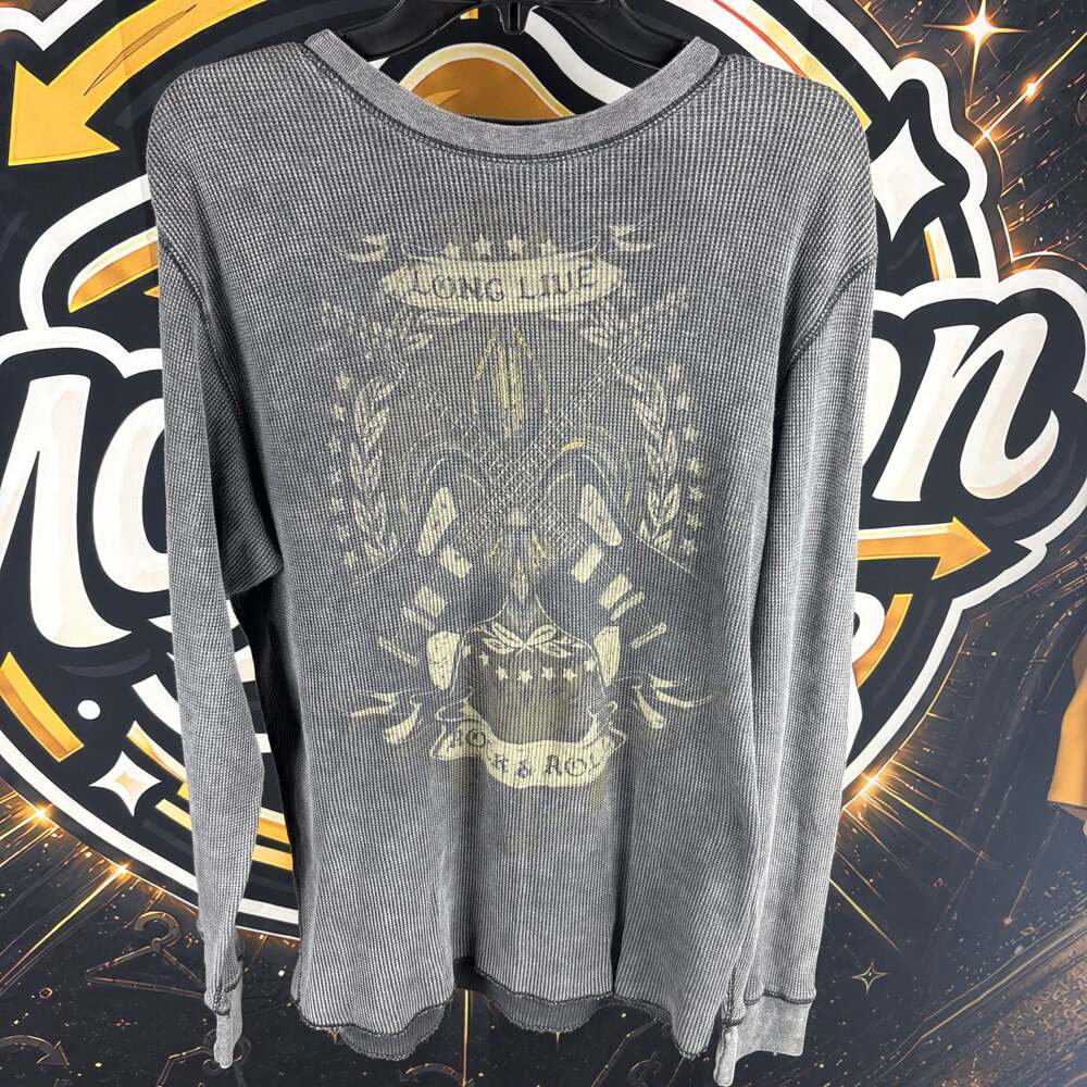 Vintage No Boundaries Long Sleeve Thermal Waffle Shirt, Gray, Size L/G (42/44)